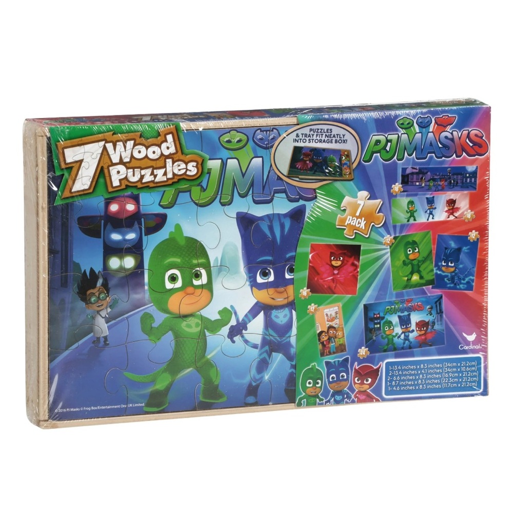 🌼 3 for $15 | PJ Masks - Wood Jigsaw Puzzles in Wood Storage Box